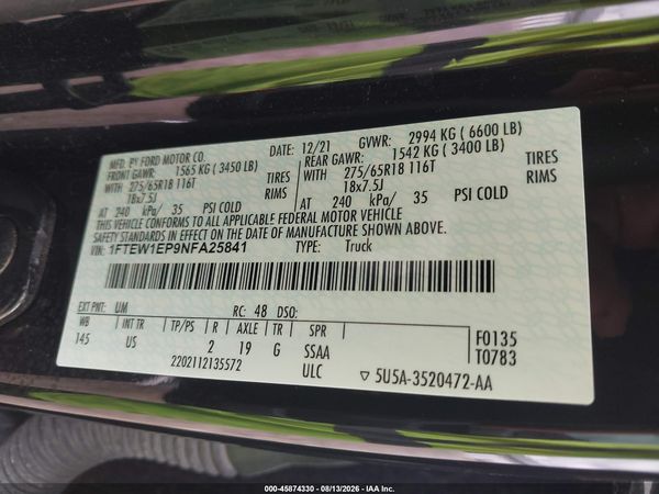 2022 FORD F-150 XLT — I9