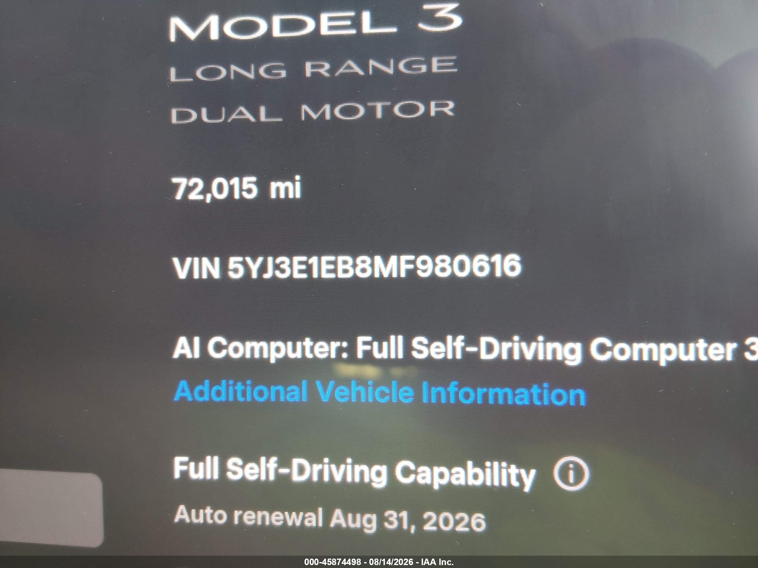 2021 TESLA MODEL 3