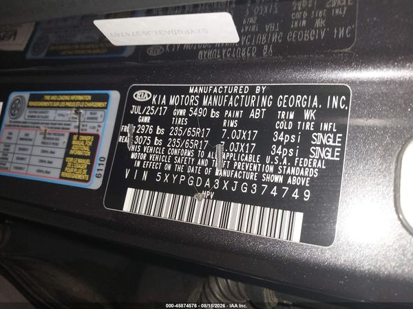 2018 KIA SORENTO 2.4L LX