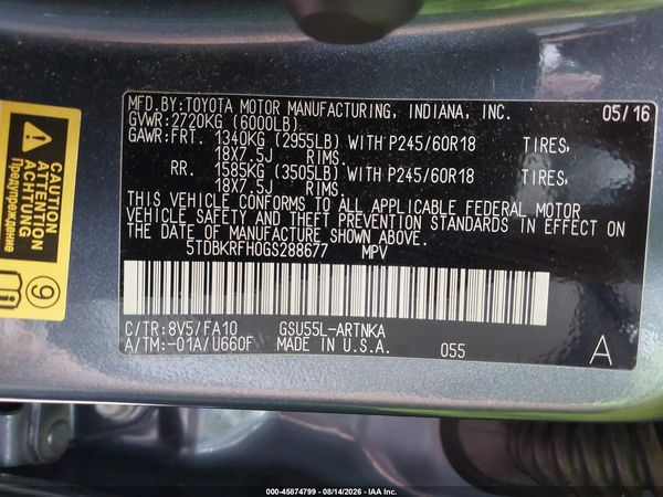 2016 TOYOTA HIGHLANDER LE PLUS V6