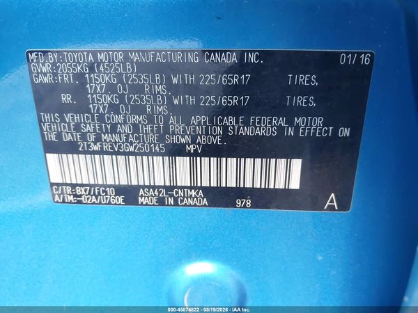 2016 TOYOTA RAV4 XLE