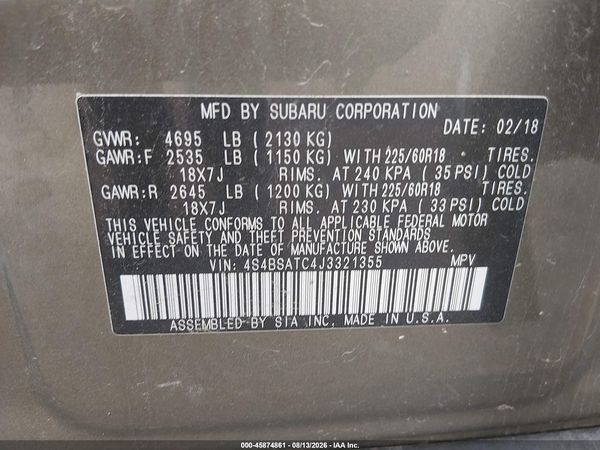 2018 SUBARU OUTBACK 2.5I TOURING