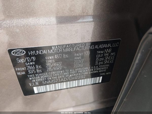2020 HYUNDAI SANTA FE SE