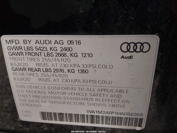 2017 AUDI Q5 2.0T PREMIUM