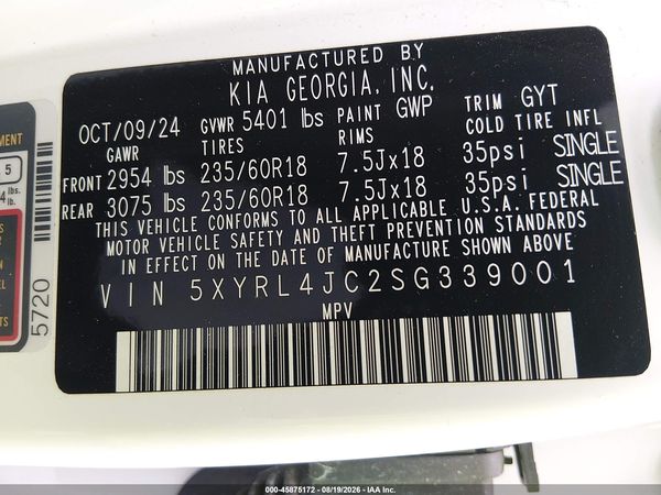 2025 KIA SORENTO S
