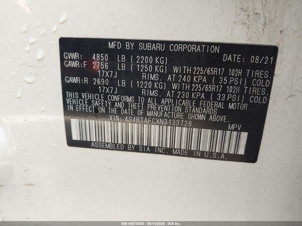 2022 SUBARU OUTBACK PREMIUM — I9