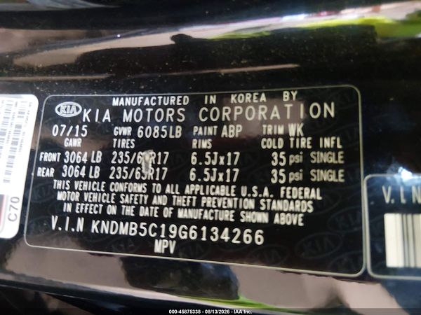 2016 KIA SEDONA LX