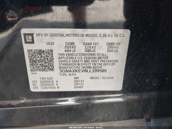 2020 CHEVROLET EQUINOX FWD LT 1.5L TURBO — I9