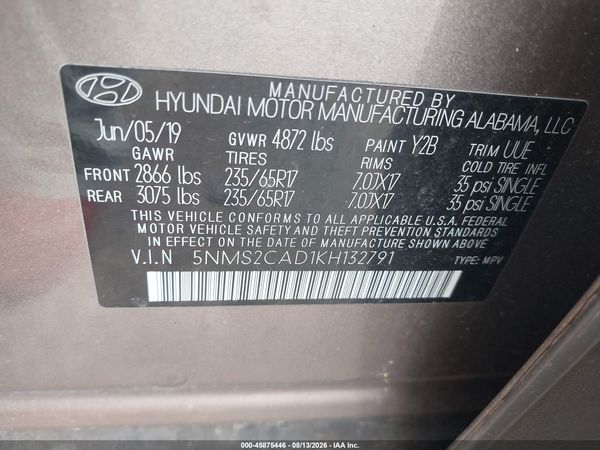 2019 HYUNDAI SANTA FE SE
