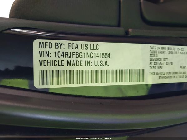 2022 JEEP GRAND CHEROKEE WK LIMITED 4X4