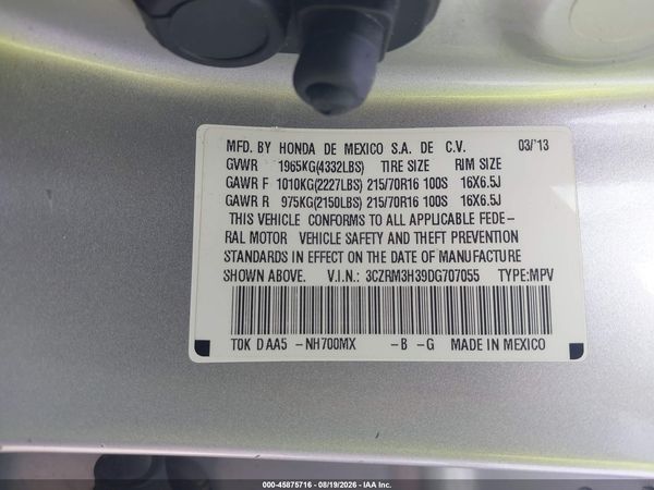 2013 HONDA CR-V LX — I9