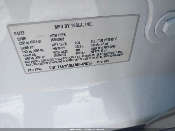 2022 TESLA MODEL Y