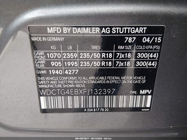 2015 MERCEDES-BENZ GLA 250 GLA250
