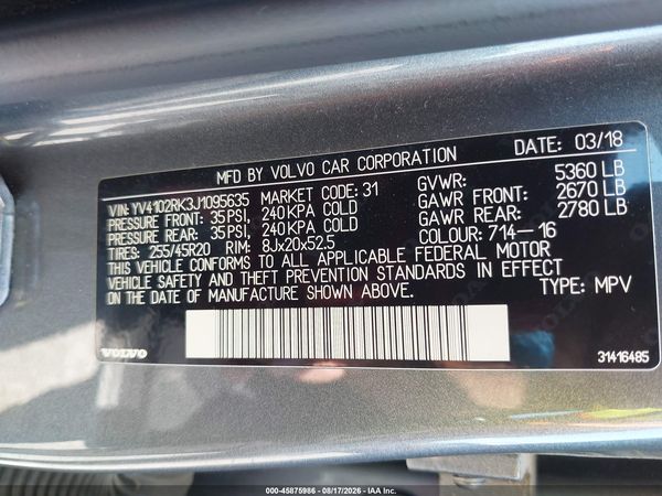 2018 VOLVO XC60 T5 MOMENTUM