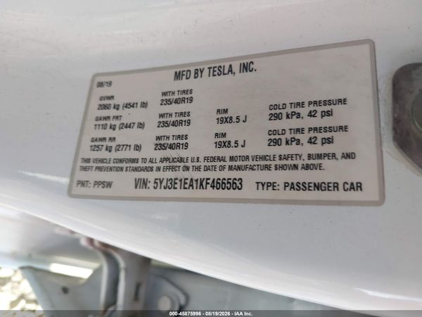 2019 TESLA MODEL 3