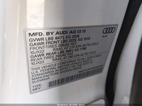 2019 AUDI Q8 55 PREMIUM