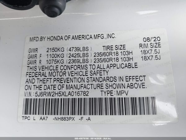 2020 HONDA CR-V AWD EX