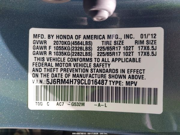 2012 HONDA CR-V EX-L