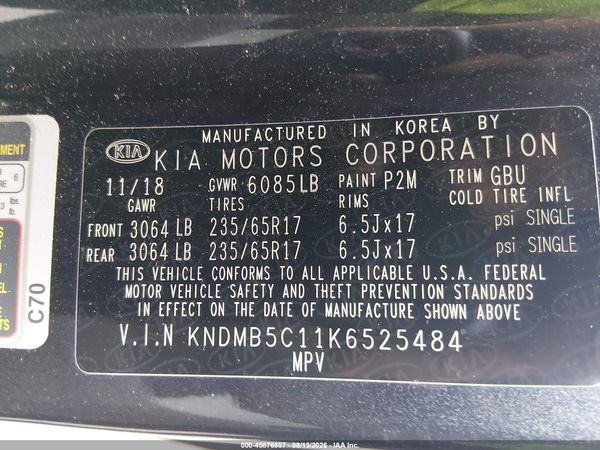 2019 KIA SEDONA LX