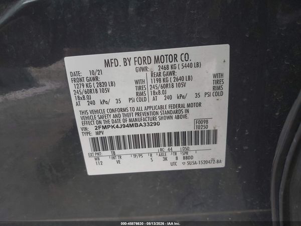 2021 FORD EDGE SEL — I9