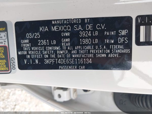 2025 KIA K4 LXS