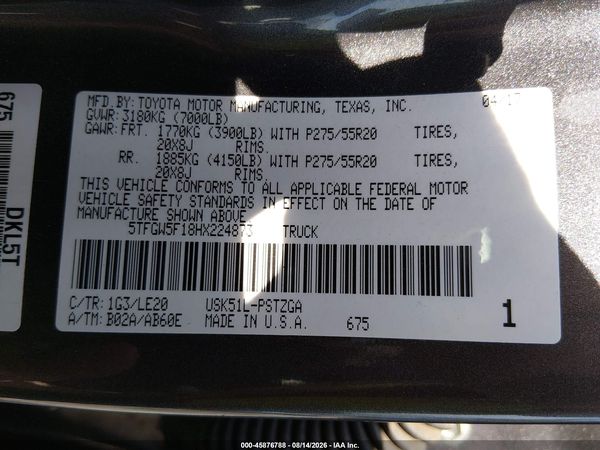 2017 TOYOTA TUNDRA PLATINUM 5.7L V8