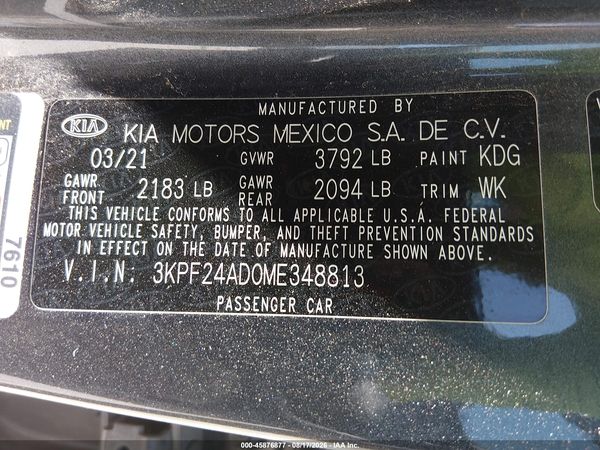 2021 KIA FORTE LXS