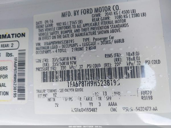 2017 FORD MUSTANG ECOBOOST