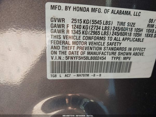 2020 HONDA PILOT 2WD EX-L