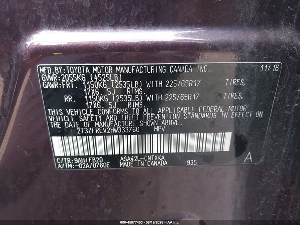 2017 TOYOTA RAV4 LE