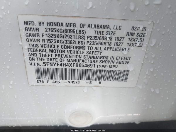 2015 HONDA PILOT EX
