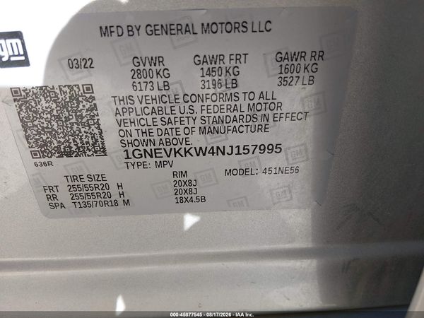 2022 CHEVROLET TRAVERSE AWD PREMIER — I9