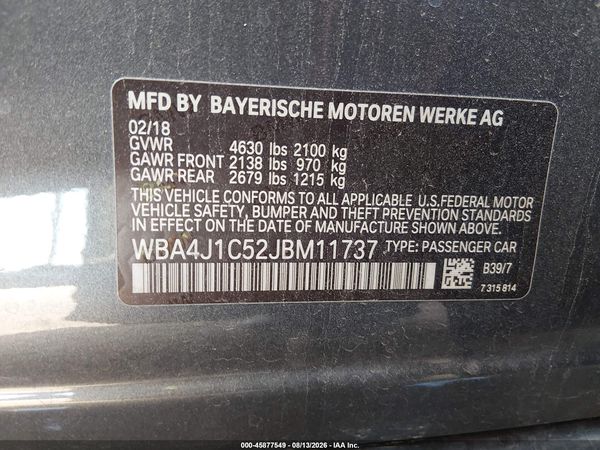 2018 BMW 430I GRAN COUPE