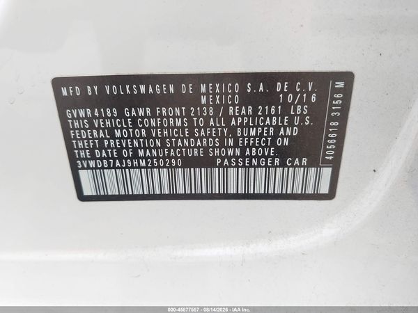 2017 VOLKSWAGEN JETTA 1.4T SE — I9