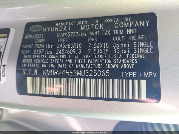 2021 HYUNDAI PALISADE SEL — I9