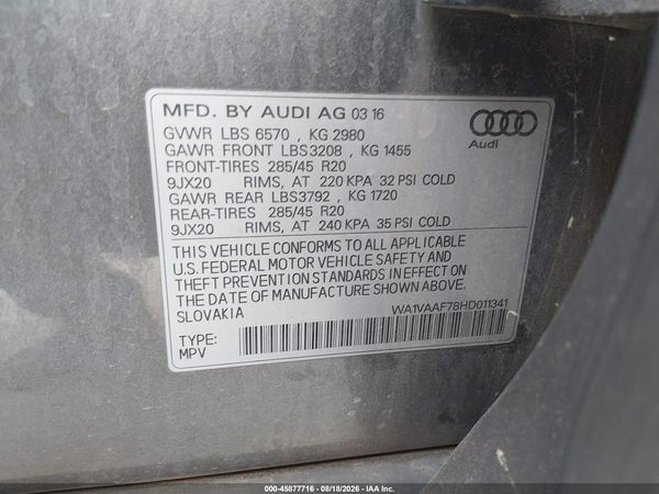 2017 AUDI Q7 3.0T PREMIUM