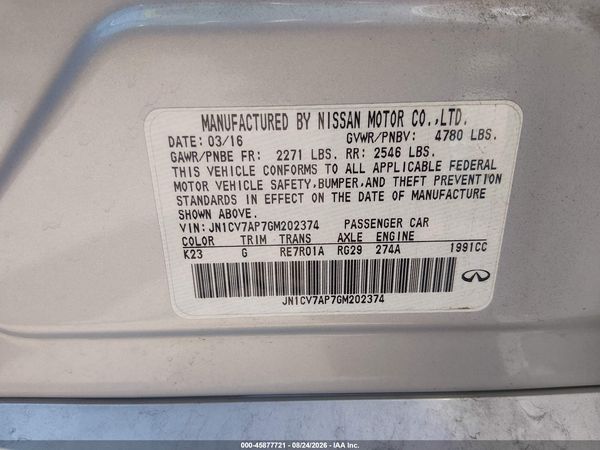 2016 INFINITI Q50 2.0T BASE/2.0T PREMIUM — I9