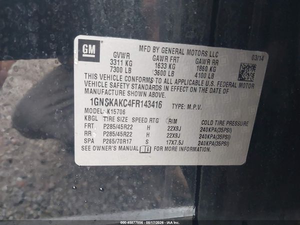 2015 CHEVROLET TAHOE LS — I9