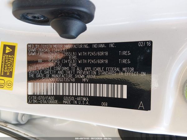 2016 TOYOTA HIGHLANDER LE PLUS V6