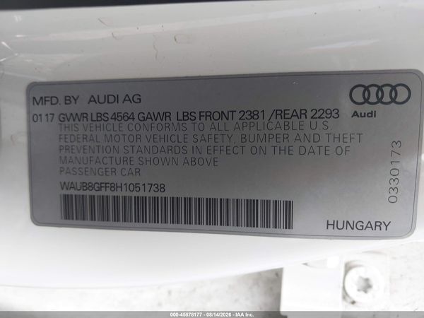 2017 AUDI A3 PREMIUM