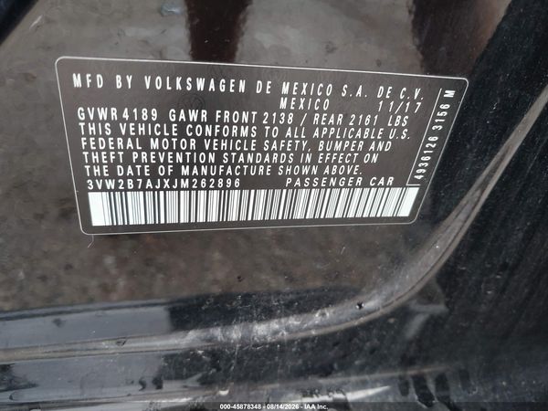 2018 VOLKSWAGEN JETTA 1.4T S — I9