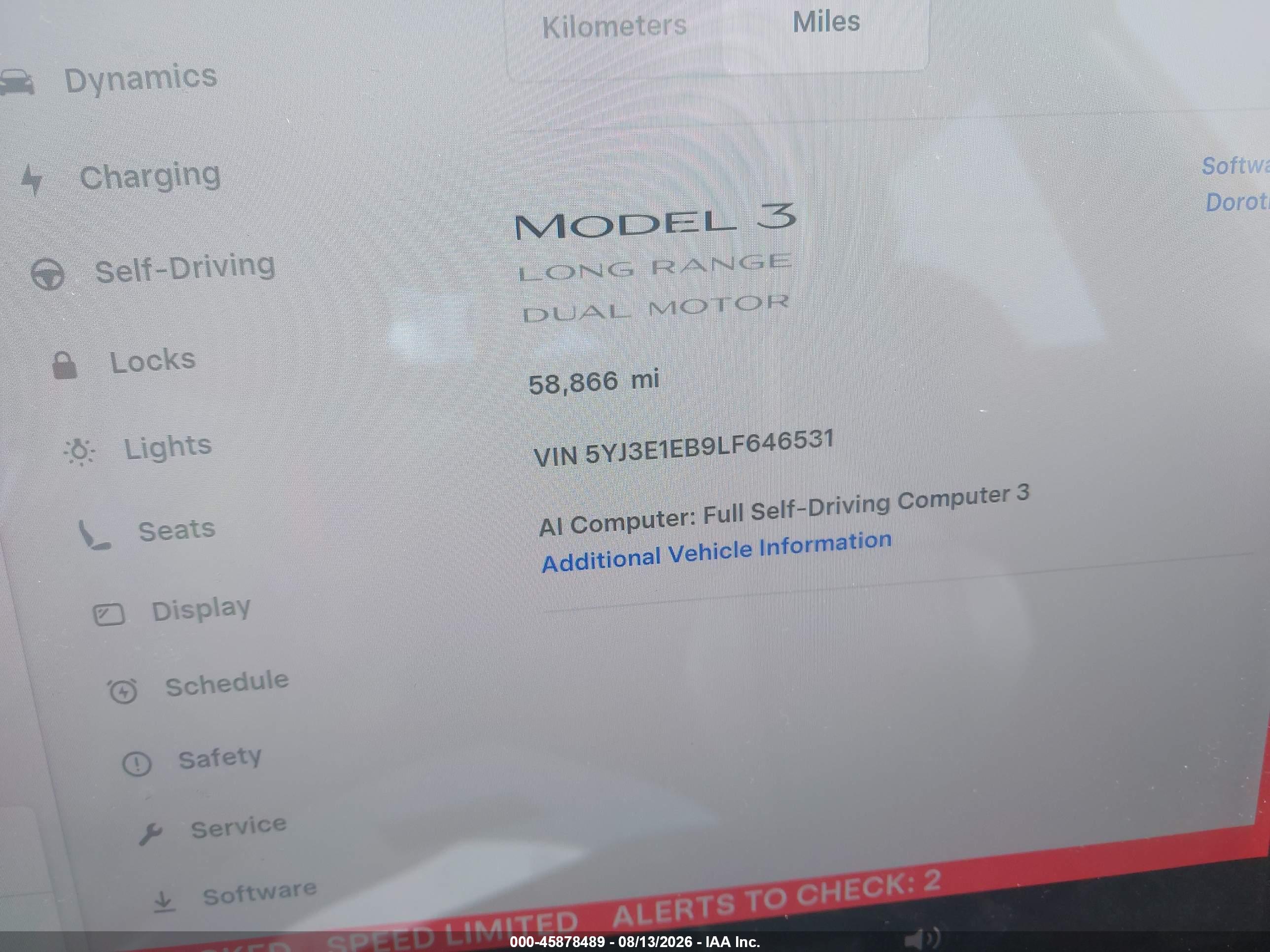 2020 TESLA MODEL 3