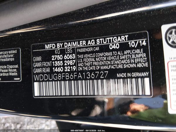 2015 MERCEDES-BENZ S 550 4MATIC