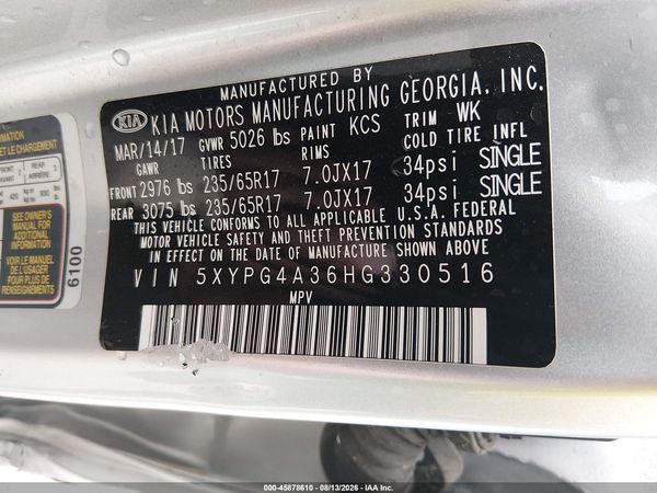 2017 KIA SORENTO 2.4L LX