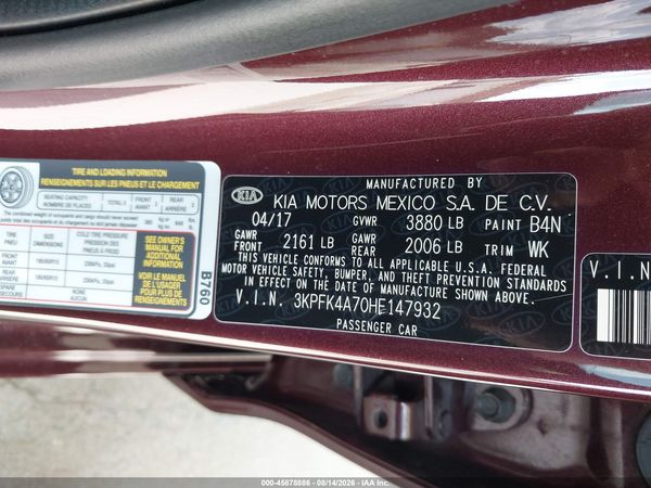 2017 KIA FORTE LX