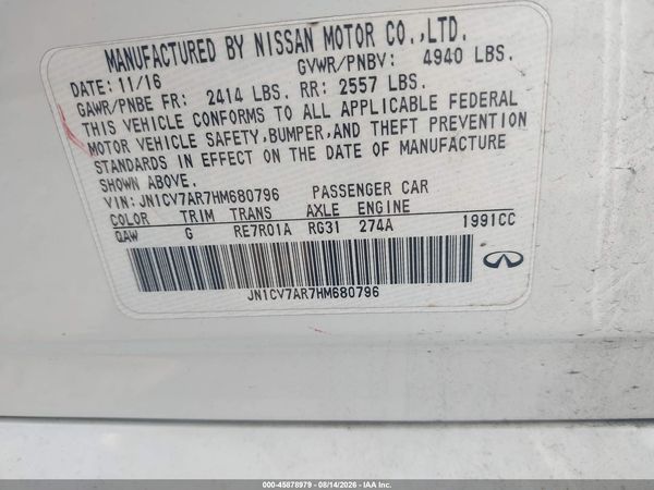 2017 INFINITI Q50 2.0T BASE