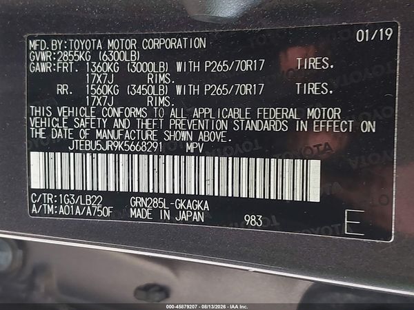 2019 TOYOTA 4RUNNER SR5 PREMIUM