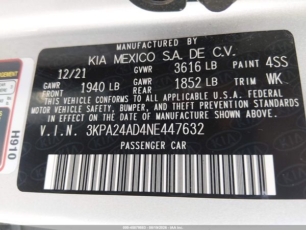 2022 KIA RIO S