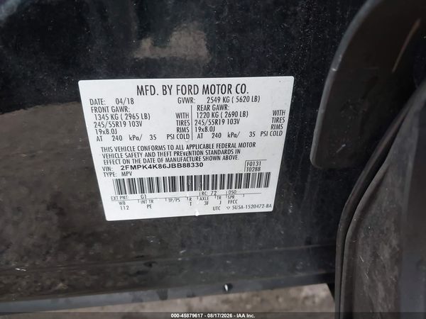 2018 FORD EDGE TITANIUM — I9