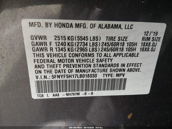 2020 HONDA PILOT 2WD LX